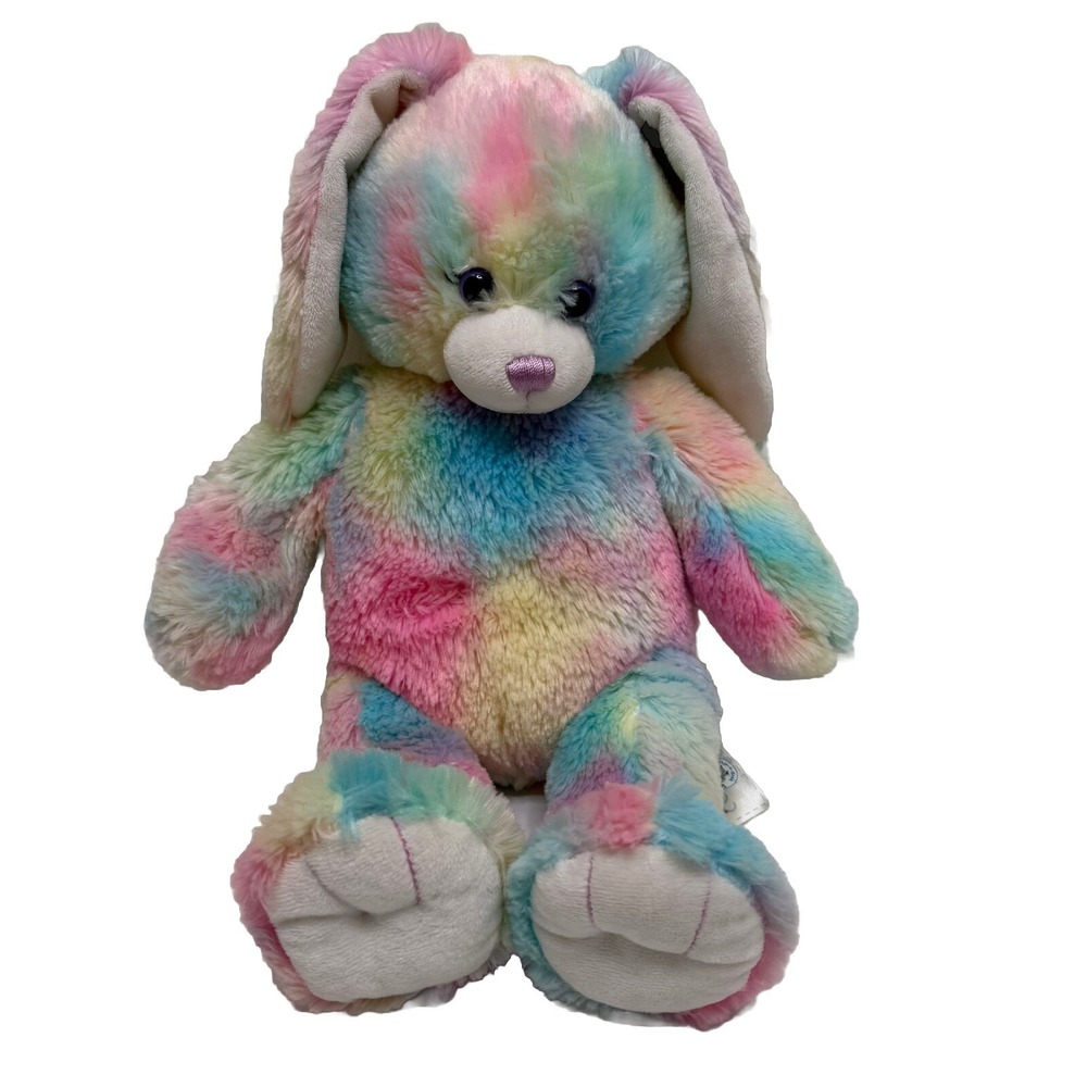Build A Bear Rainbow‎ Bunny Rabbit Plush Stuffed Animal Watercolor Pastel EUC